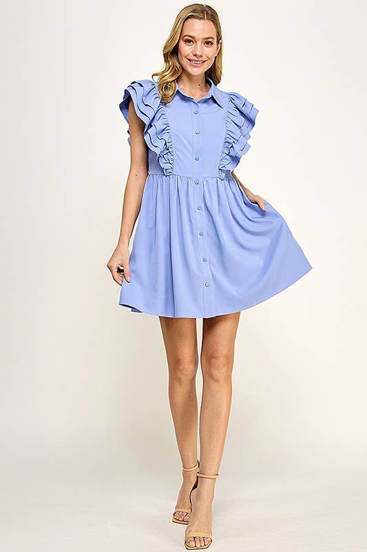 Camille Ruffle Button Down Dress