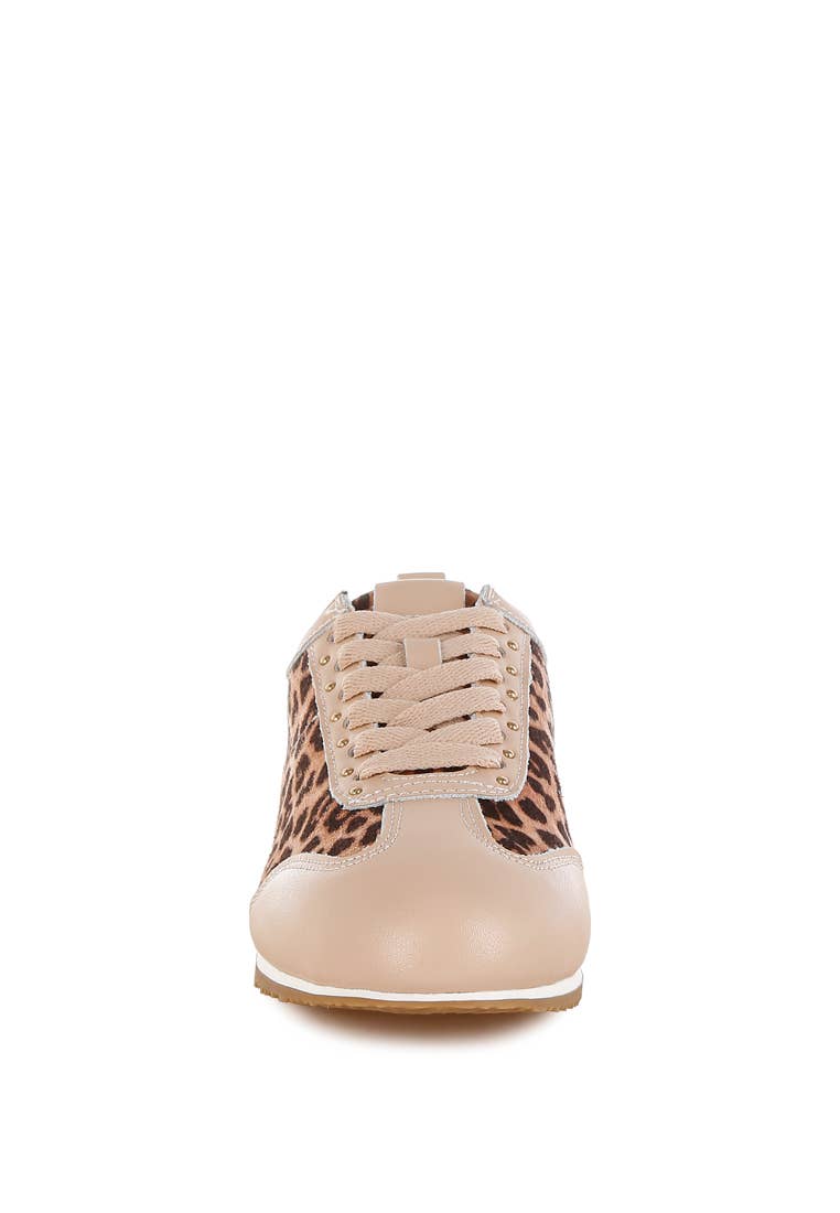 Narati Leopard Print Real Leather Sneakers