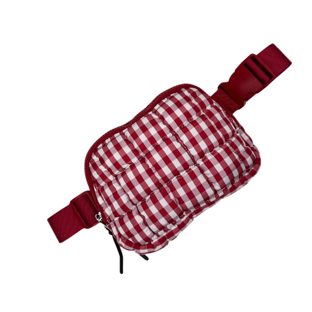 Gingham Puffer Quilted Belt Bag