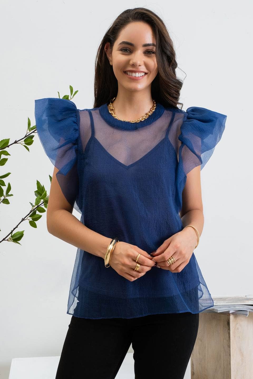 OVERSIZED RUFFLE ORGANZA TOP