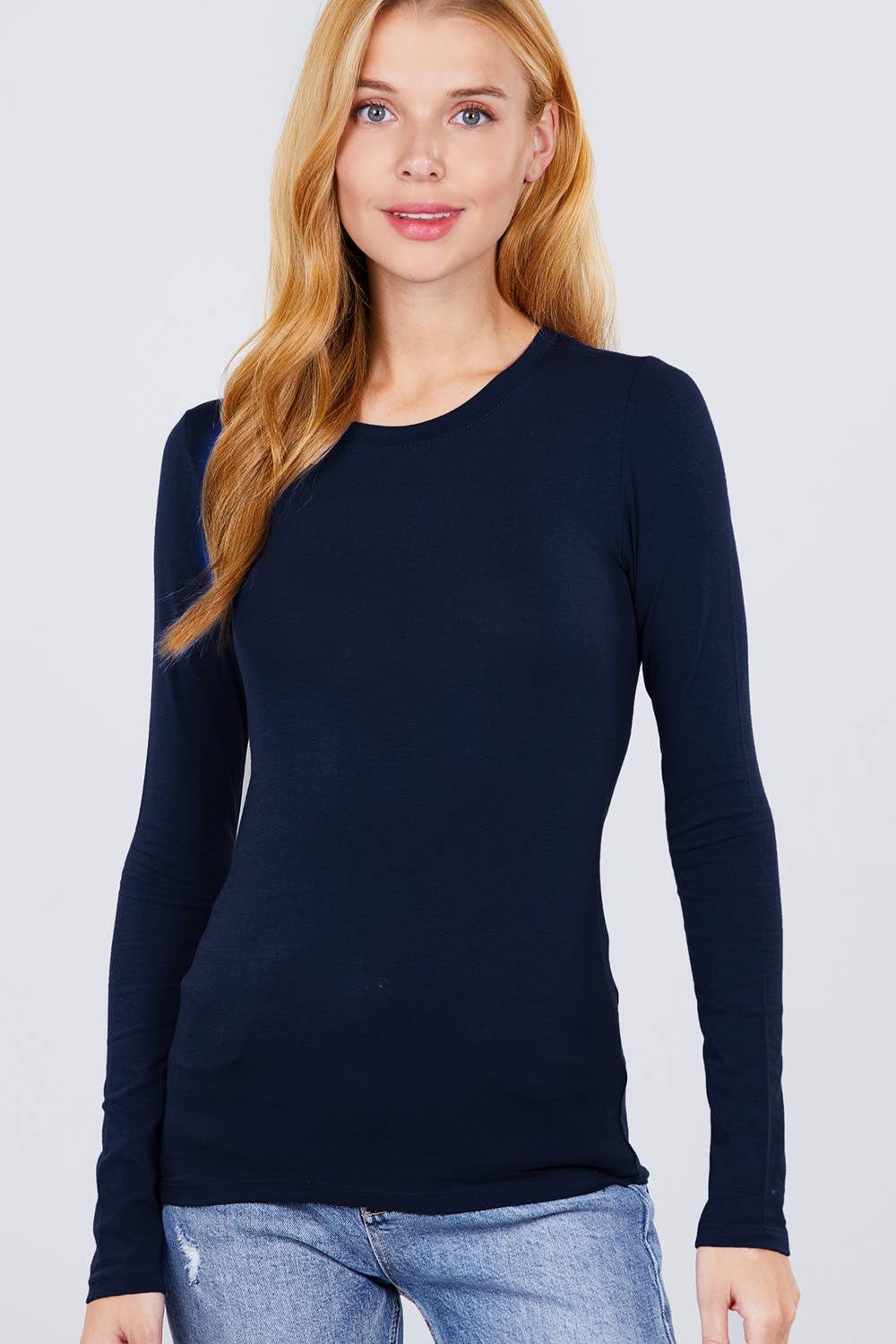 Long Sleeve Crew Neck Cotton Jersey Top