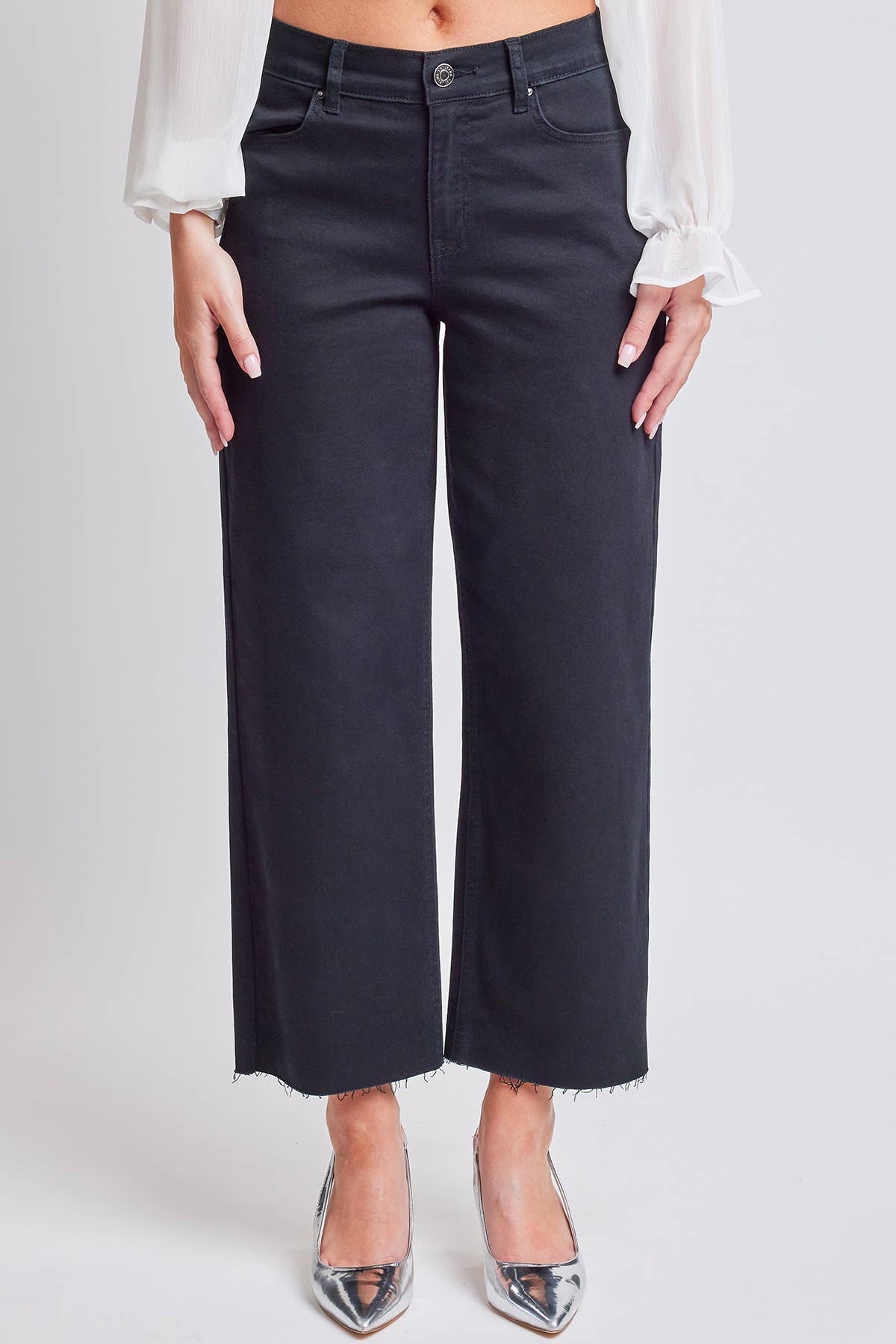 Junior Cropped High-Rise Wide Leg Trouser Pants