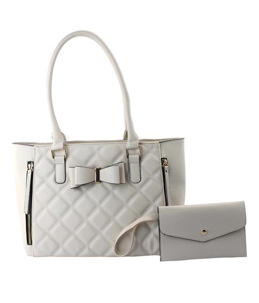 Quilted Satchel with Wristlet