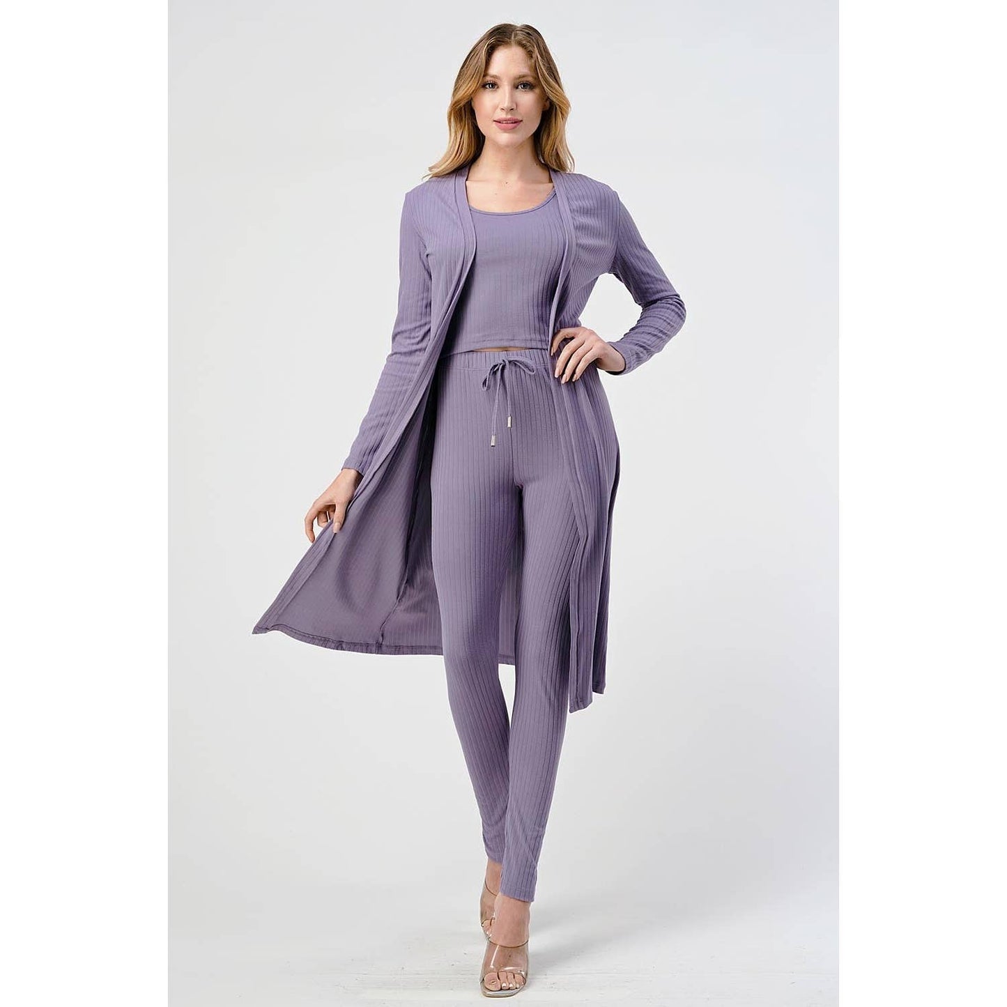 3PCS SET CROP TOP JOGGERS PANTS WITH CARDIGAN