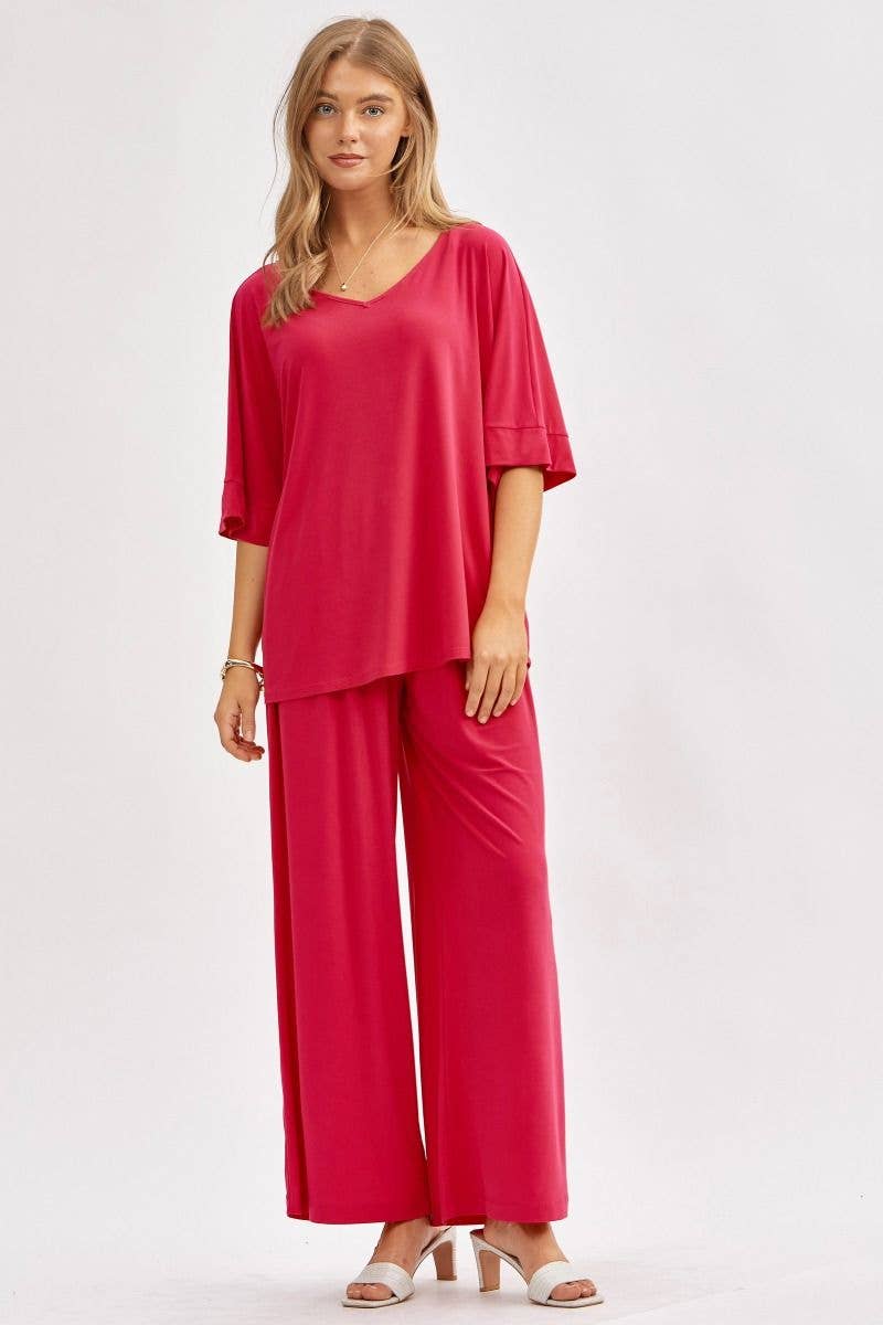 Stylish Flowy Top + Wide Leg Set