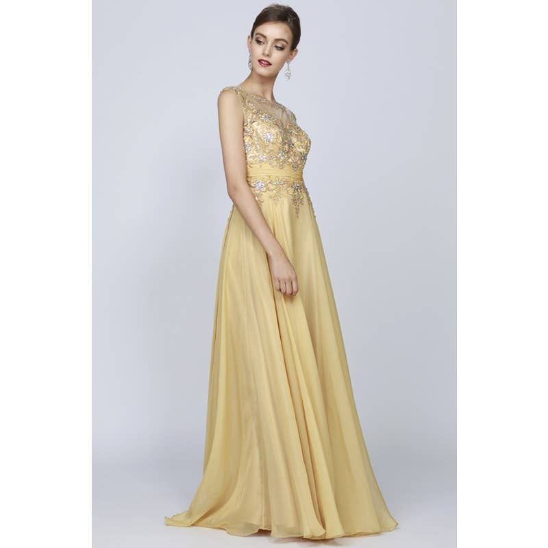 SLEEVELESS MESH TOP WITH GATHERED WAIST FORMAL ~ Medium