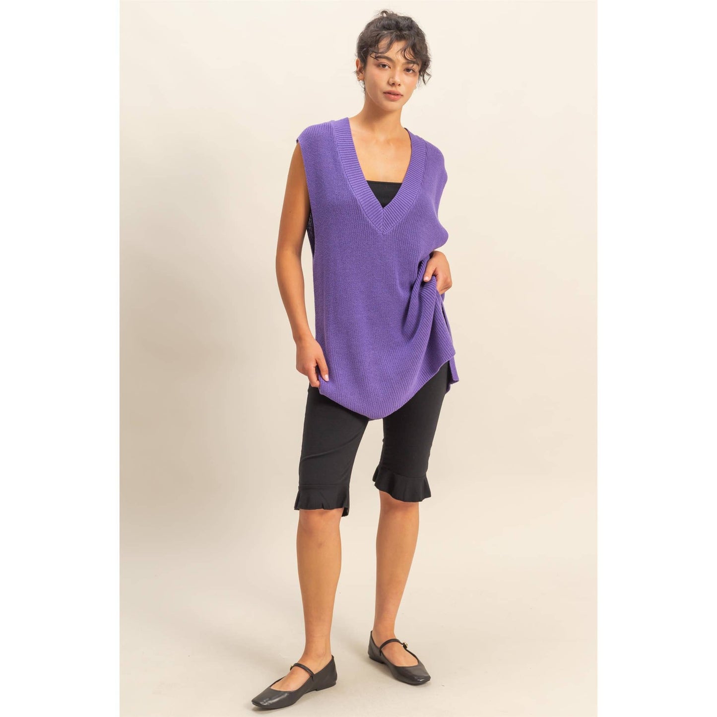 V-Neck Knitted Sweatervest ~ Wisteria