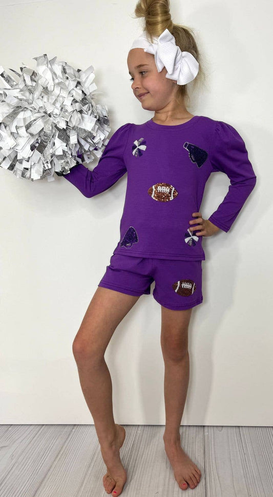 Girls Purple Sparkle Cheer Set