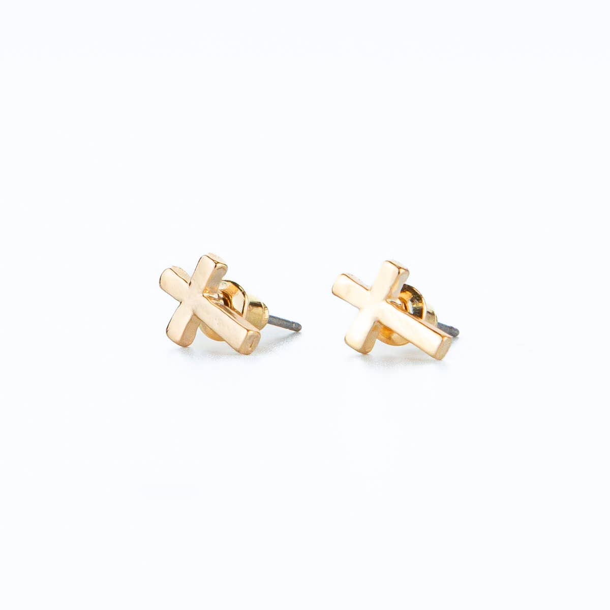 Cross Stud Earrings .5"