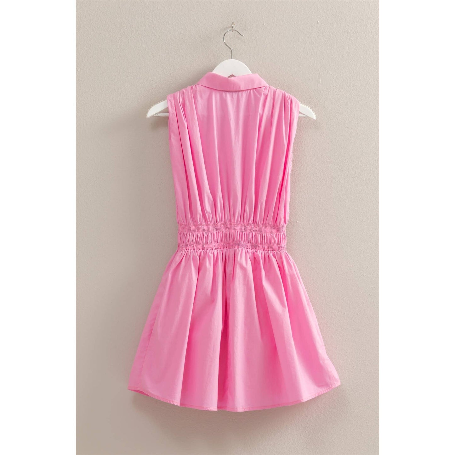 Elastic Waist Poplin Sleeveless Dress