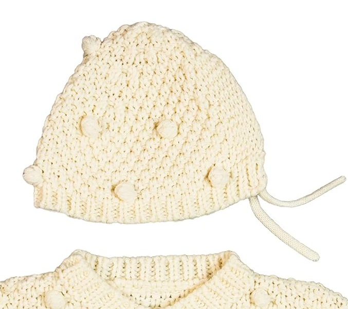 Baby Girls Cable Knit Sweater and Hat Set
