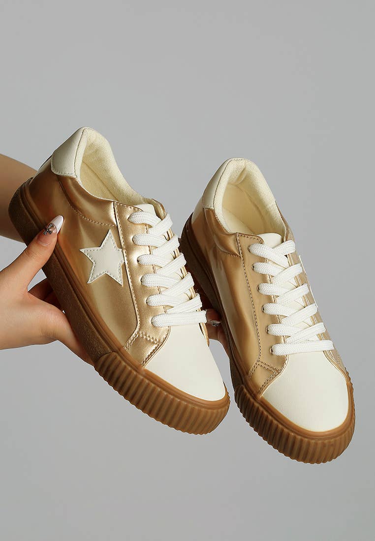 Jumping Jacks Metallic Faux Leather Star Sneakers