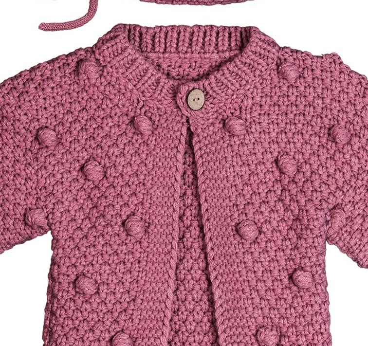 Baby Girls Cable Knit Sweater and Hat Set