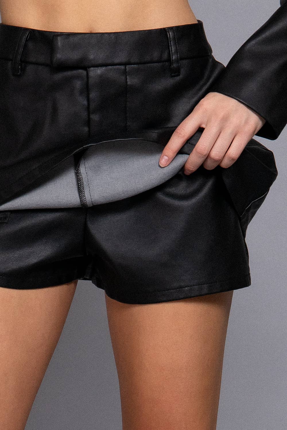 Layering Look Washed Faux Leather Skort