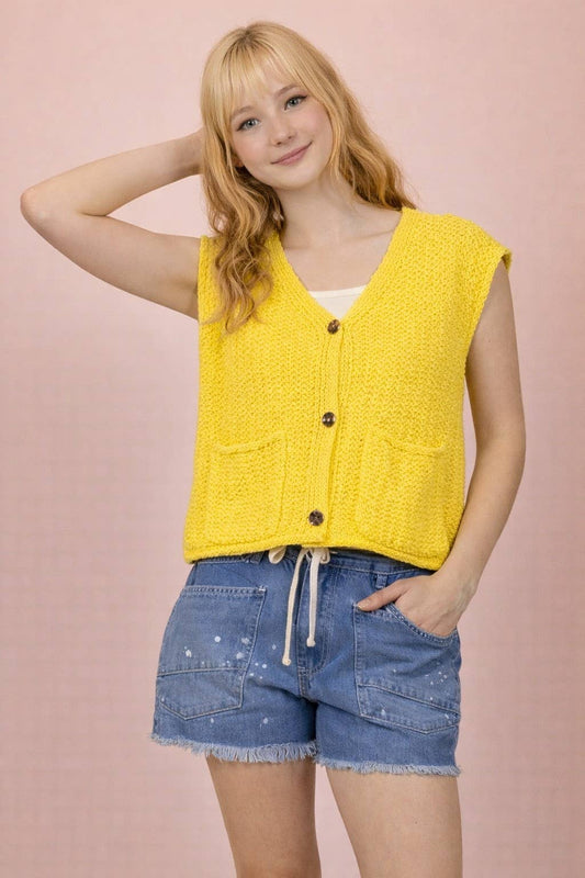 Button Down Knit Sweater Vest