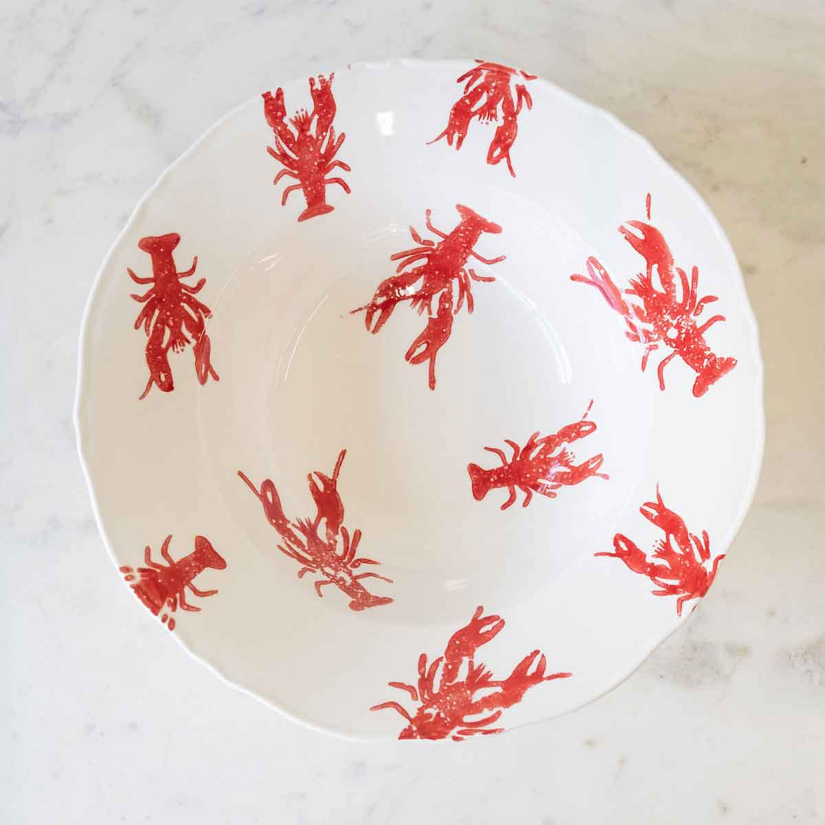 Watercolor Crawfish Serving Bowl  12x12x3.5