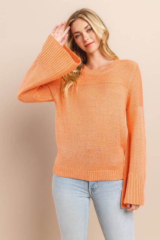 Bell Sleeve Sweater Salmon Rose