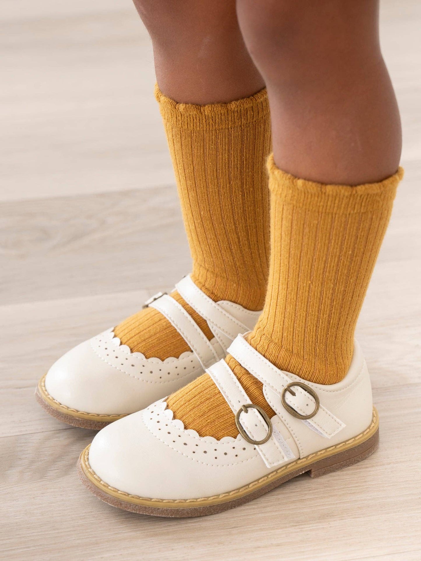 Double Buckle Mary Jane Hard Sole Shoes: Cloud White