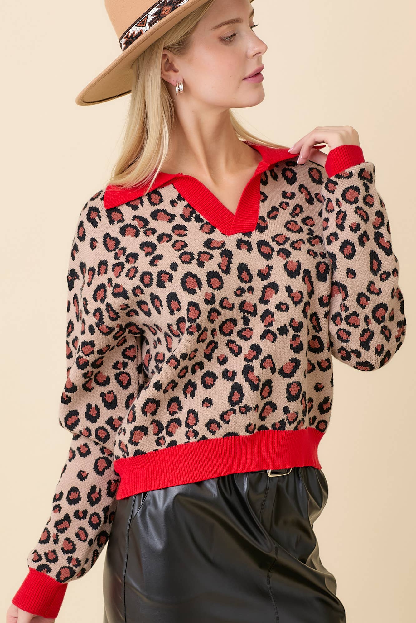 Leopard Print Sweater Knit Top