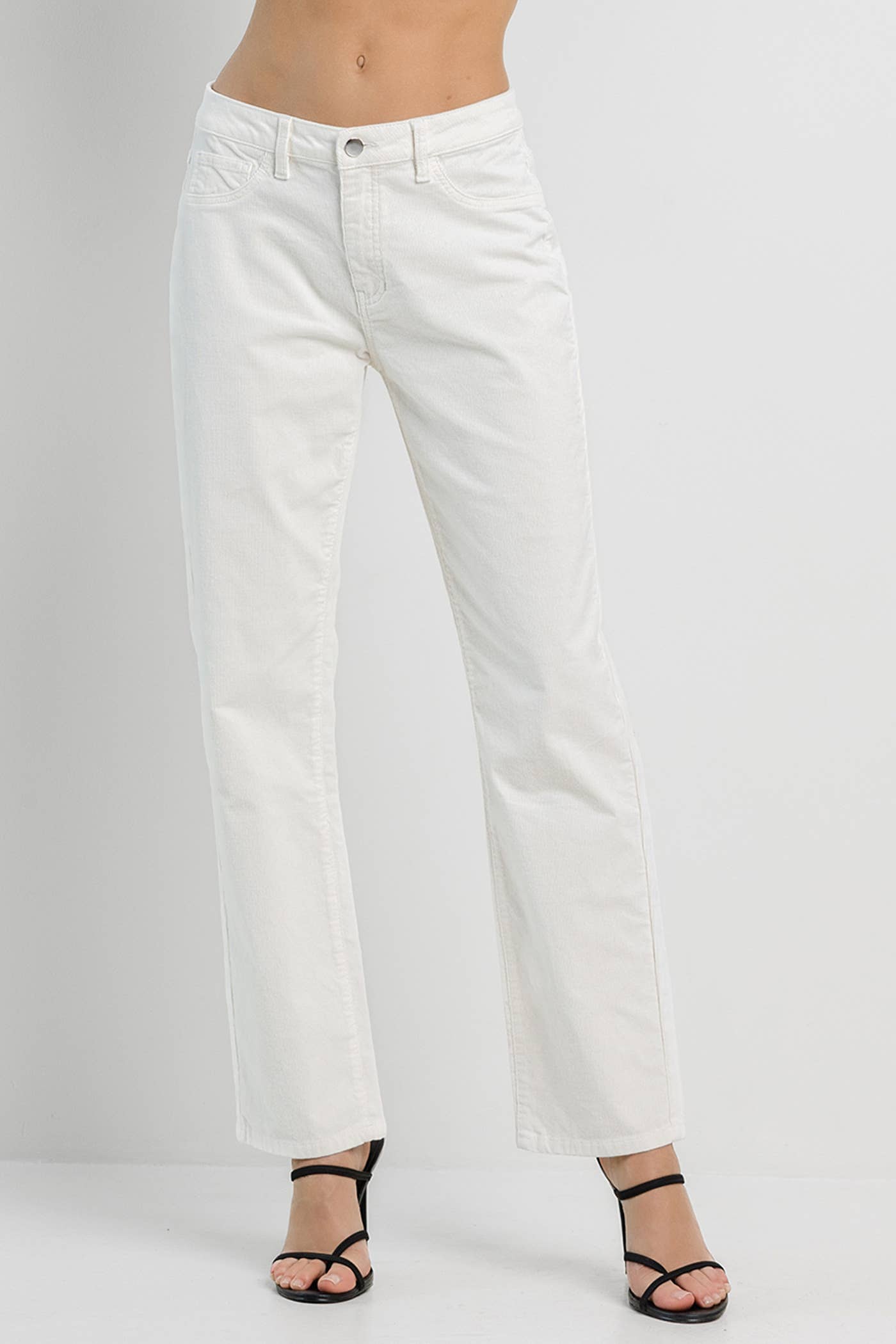 Cream Corduroy Straight Pants
