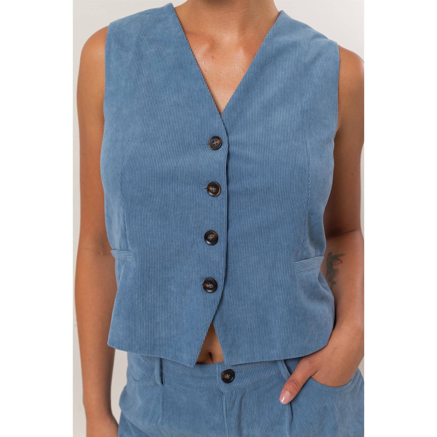 Venice Corduroy Vest And Pants Two-Piece Set