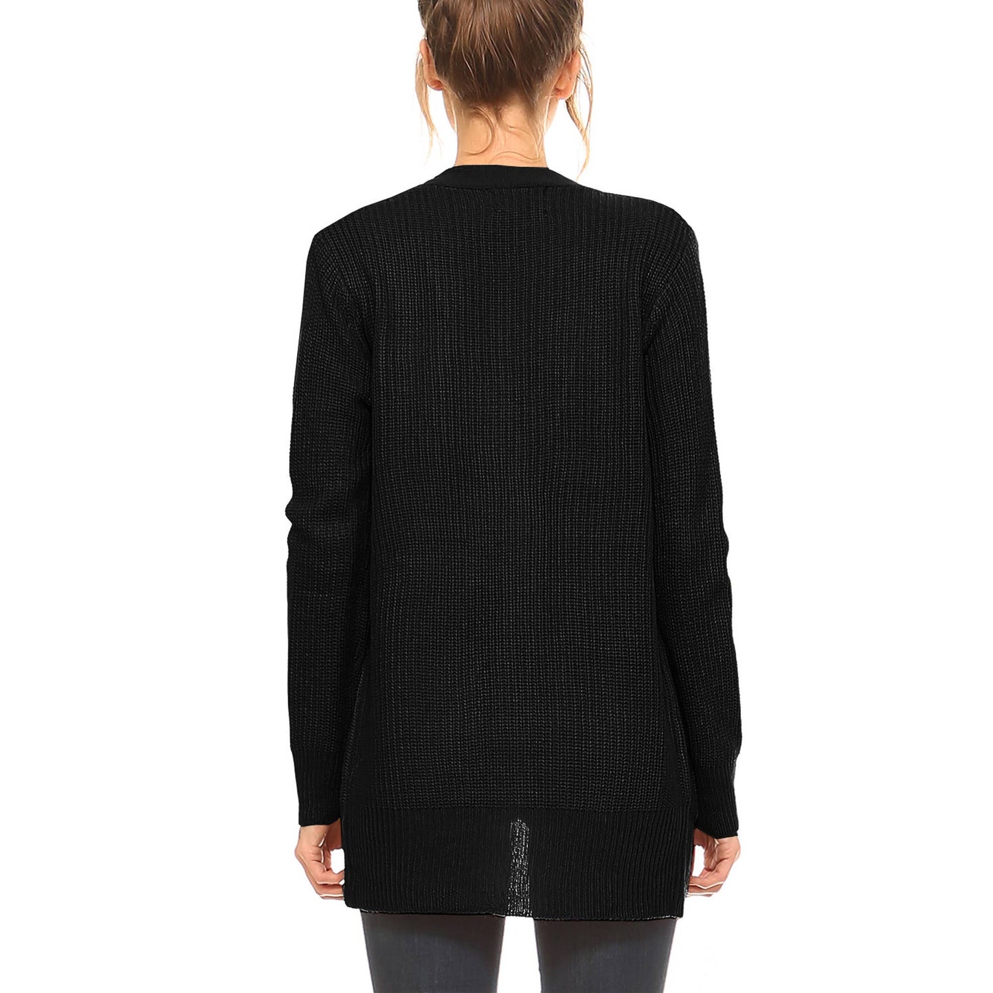 WOMENS OPEN FRONT LONG SLEEVE KNITTED CARDIGAN