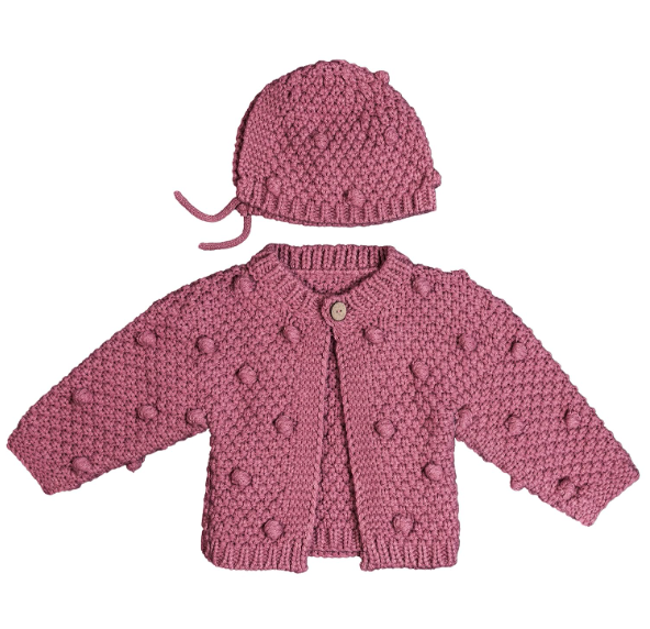Baby Girls Cable Knit Sweater and Hat Set