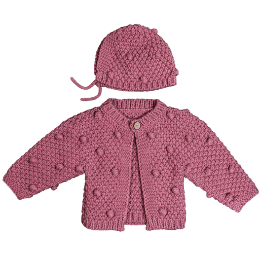 Baby Girls Cable Knit Sweater and Hat Set