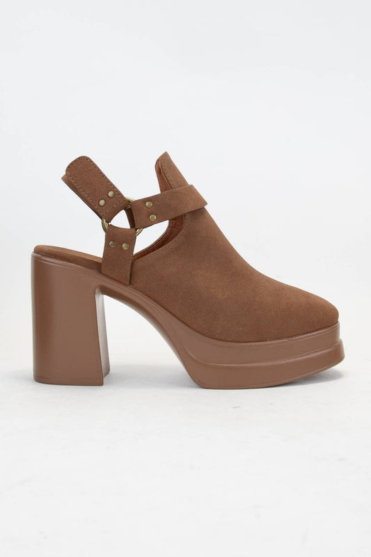 PALAZZO PLATFORM HARNESS STRAP OPEN HEEL BOOTIES