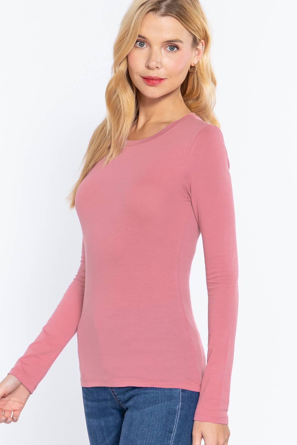 Long Sleeve Crew Neck Cotton Jersey Top