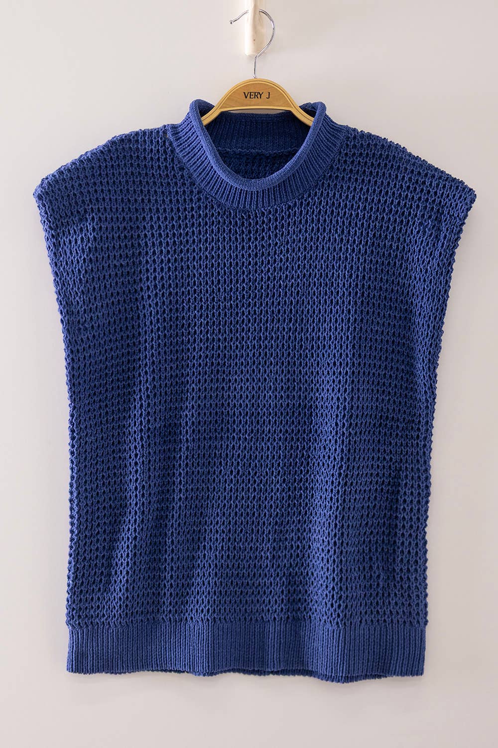 Structured Shoulder Open Knit Top (Multiple Colors)