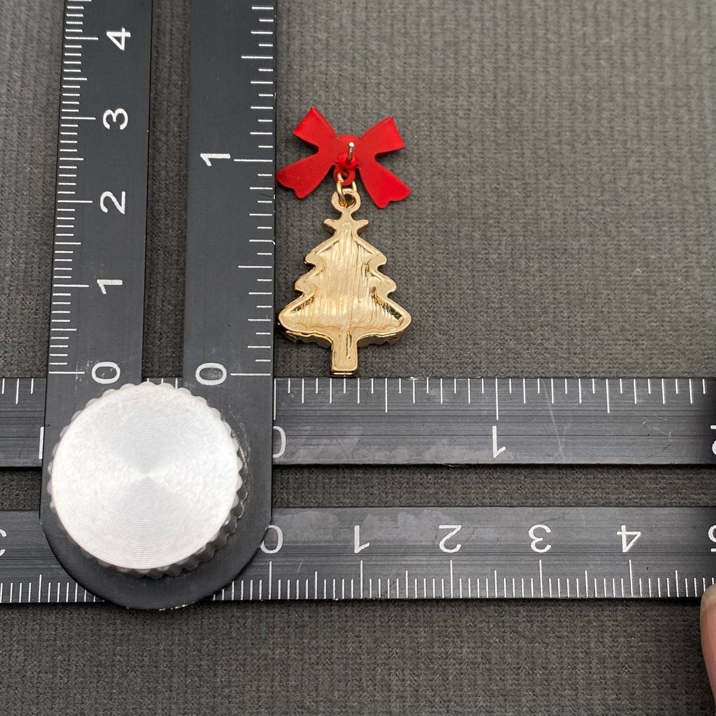 Rhinestone Red Enamel Christmas Tree Bow Post Earrings