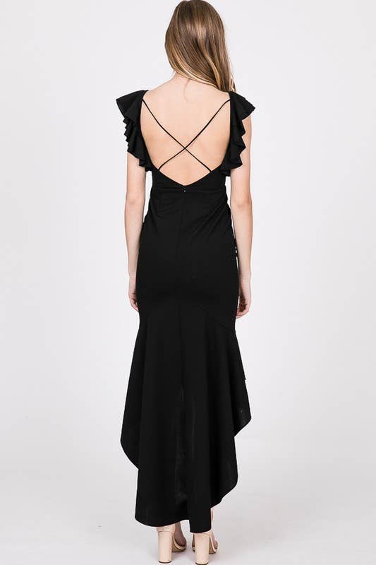 Casual Hi-Low Fishtail Midi Dress