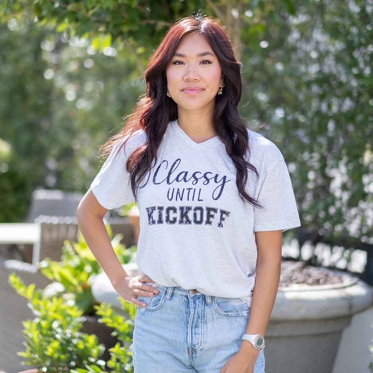 Classy Until Kickoff V-Neck T-Shirt