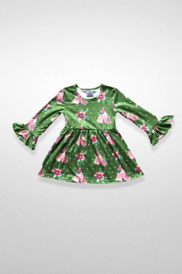 Girls Green Teepee Dress