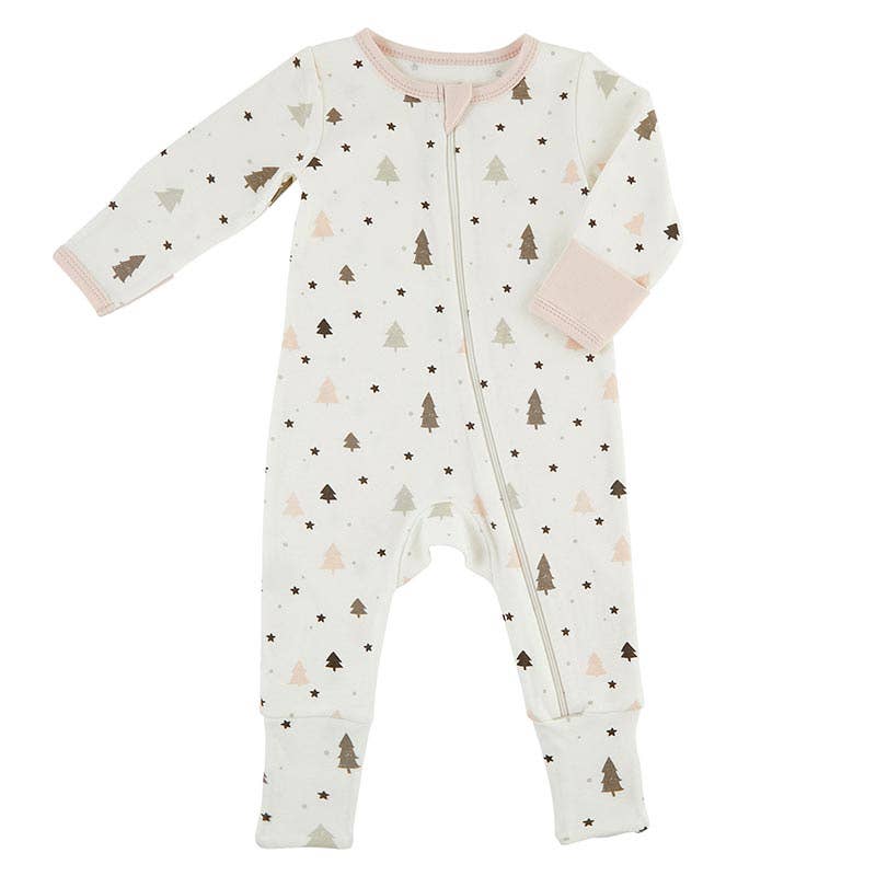 Winter Wonderland Cozy Romper-Blush Trees