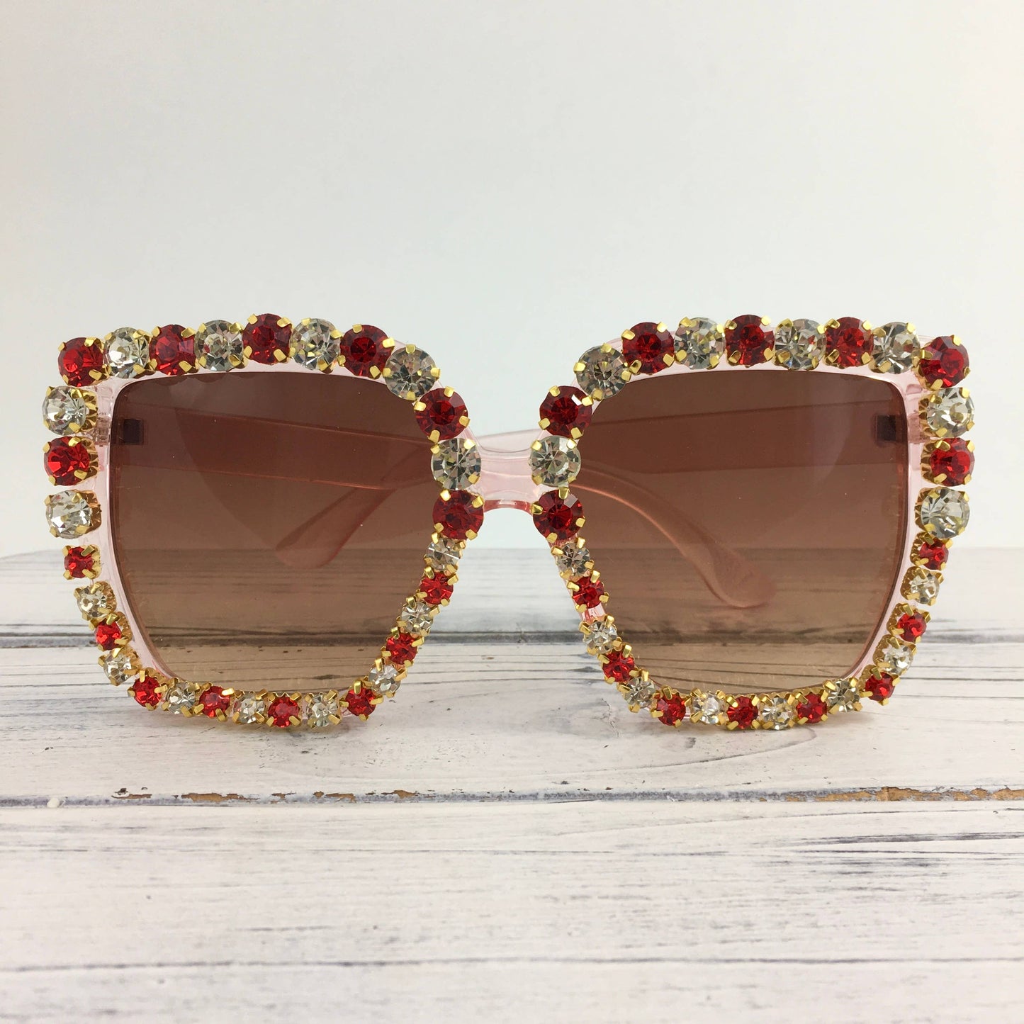 Red and white stone sunglasses