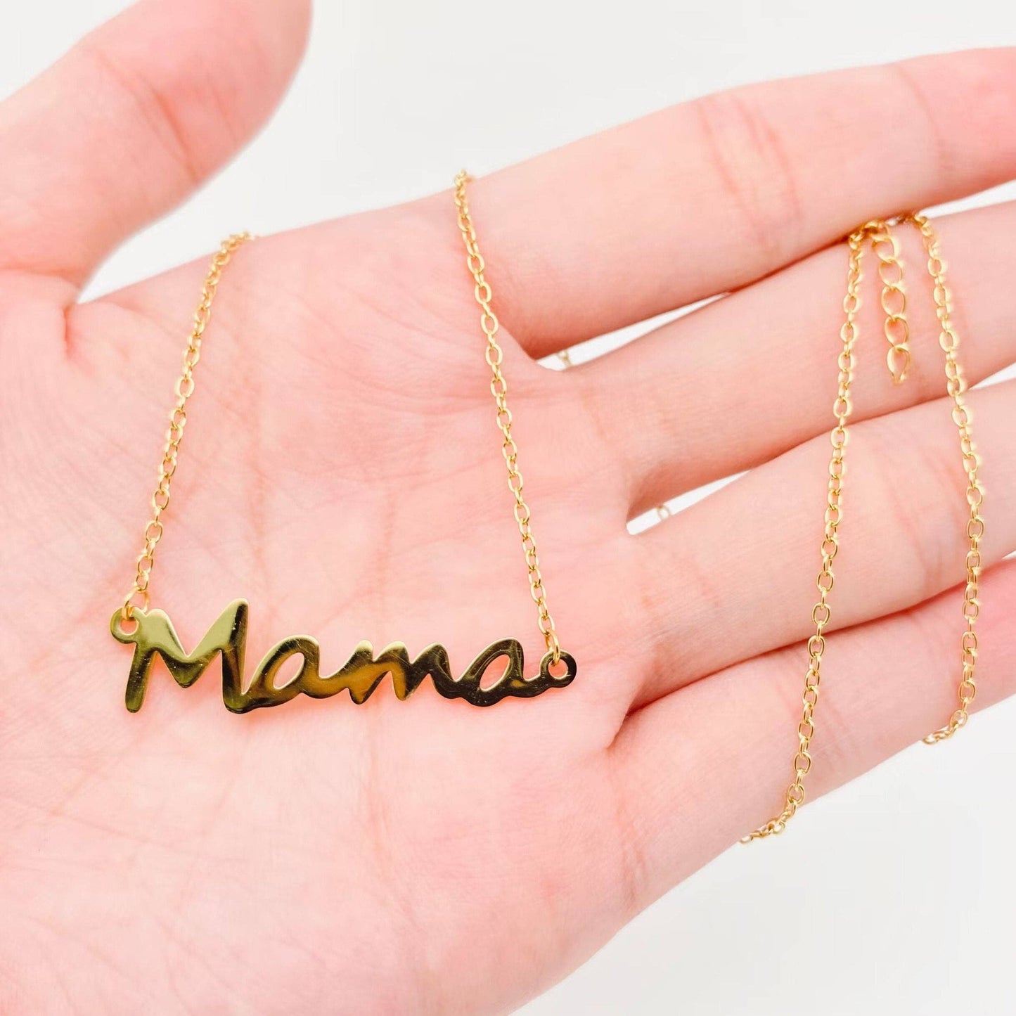 Mama Gold Plated Stainless Steel Charm Necklace