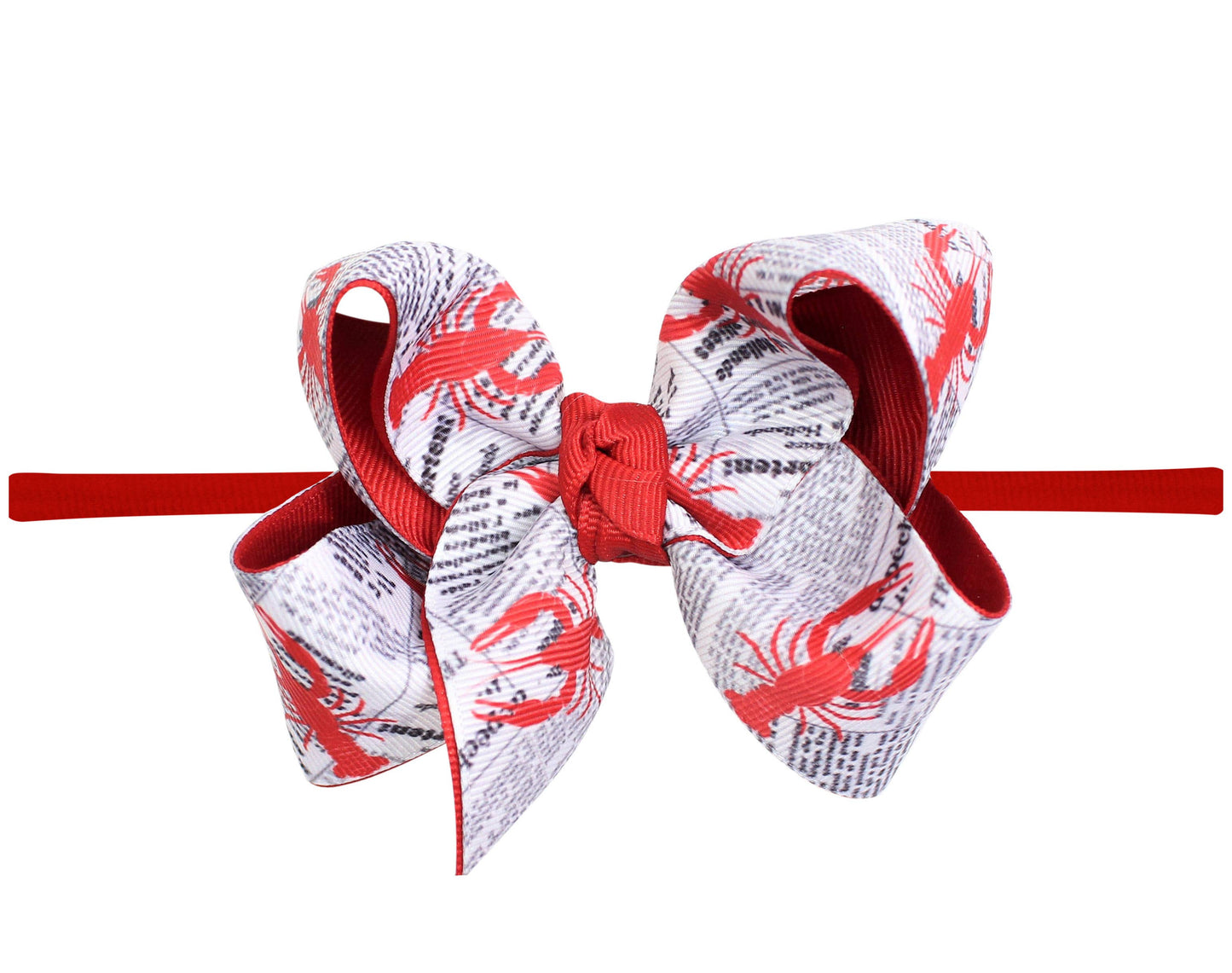 Newspaper & Crawfish / 1/4" Pantyhose Headband w/ 4.5" Lg. Bow