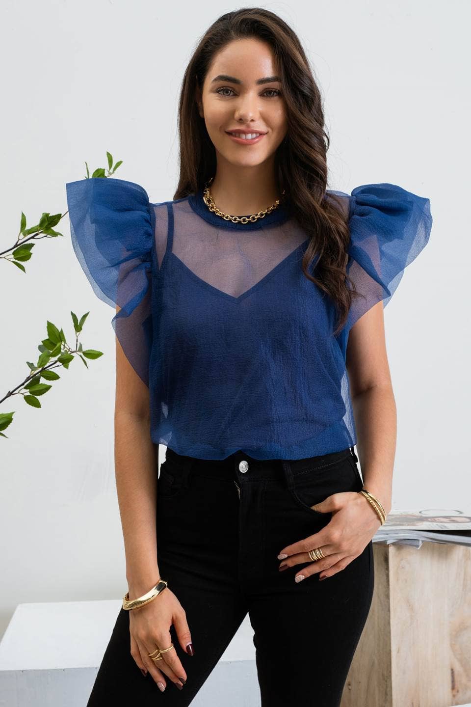 OVERSIZED RUFFLE ORGANZA TOP