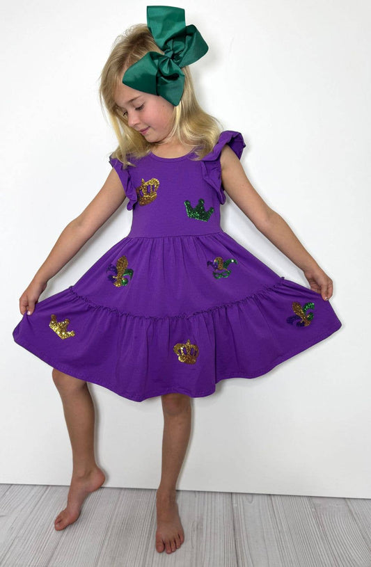 Mardi Gras Sequin Girls Dress