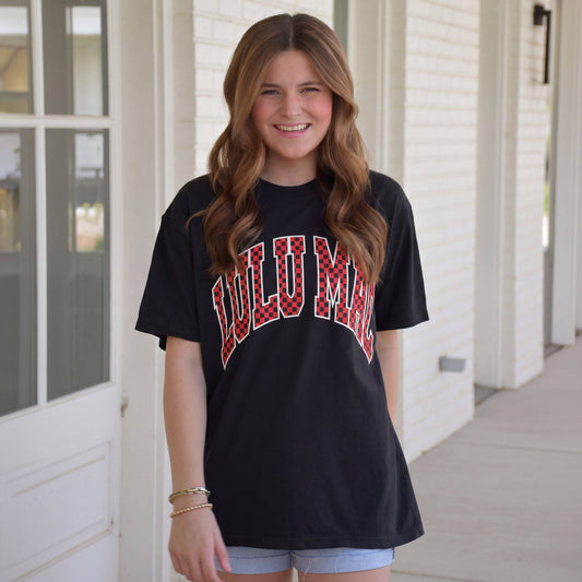 Lulu Mac Team Red/Black Checkered Adult Comfort Tee