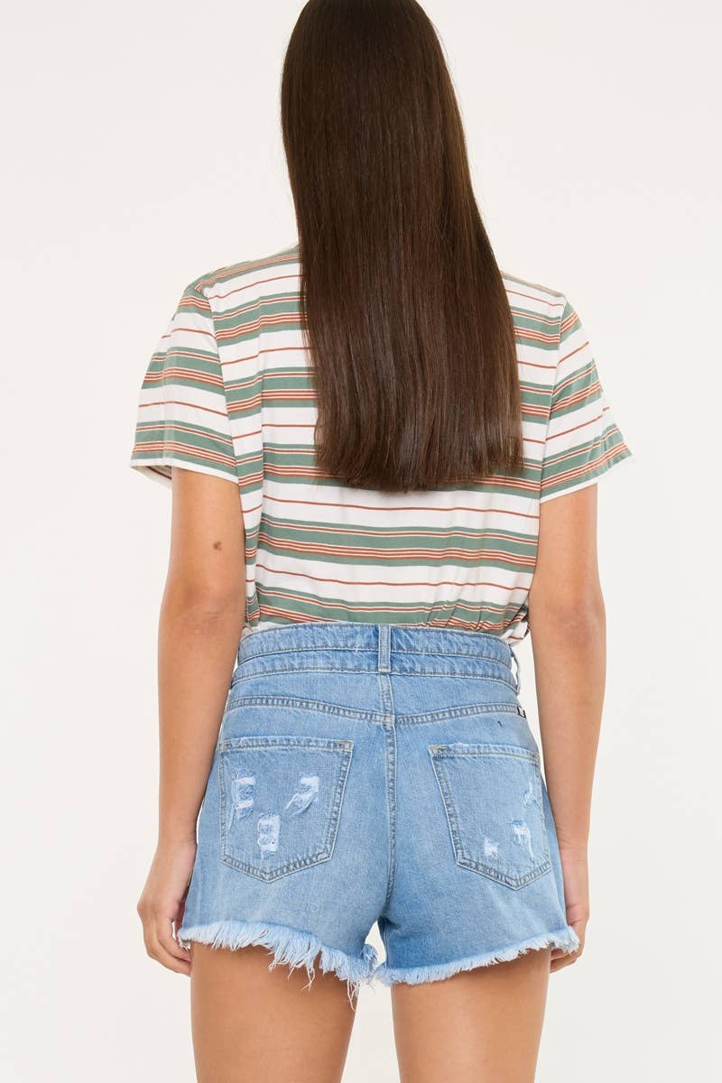 HIGH RISE DOUBLE WAISTBAND MOM SHORTS ~ KanCan
