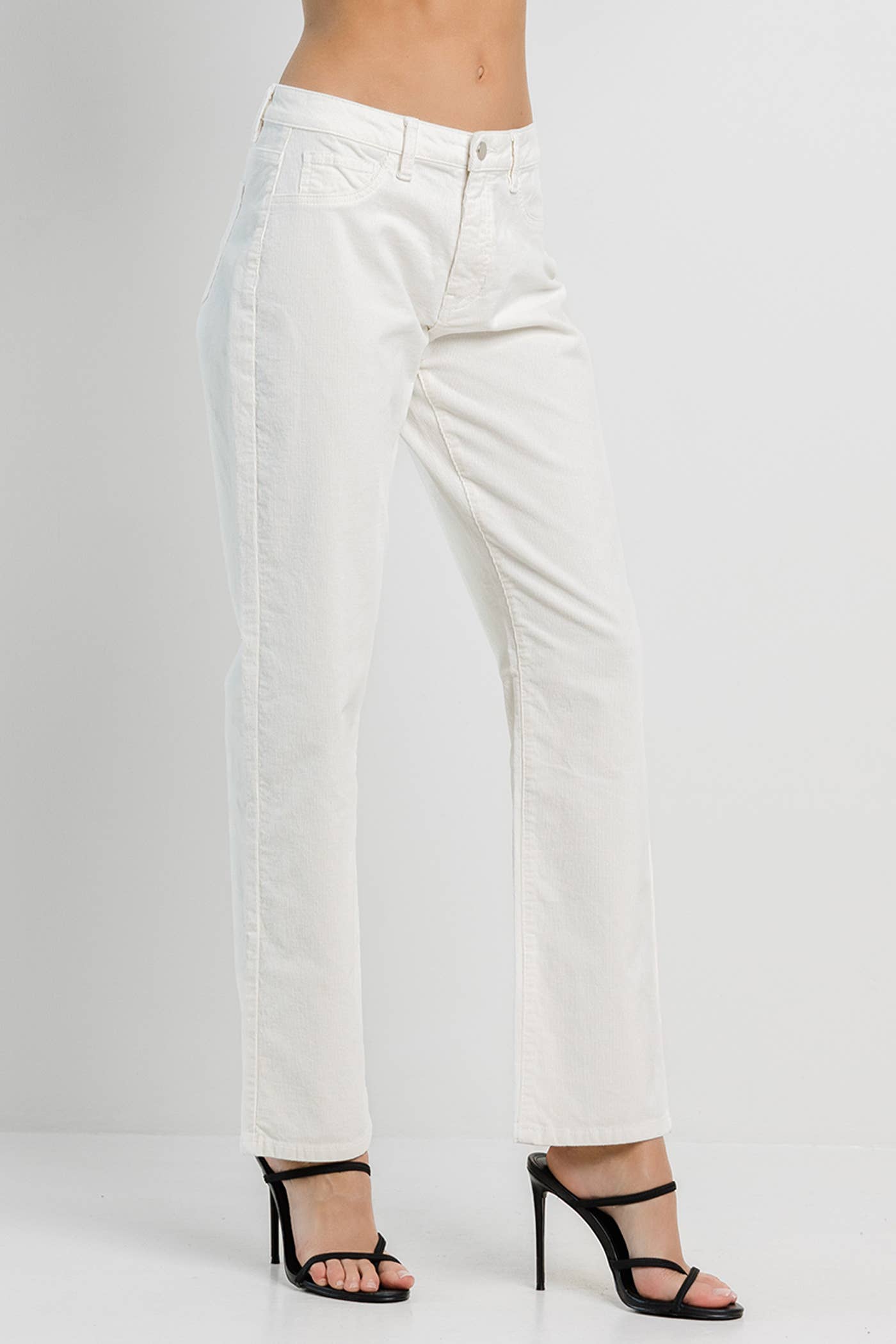 Cream Corduroy Straight Pants