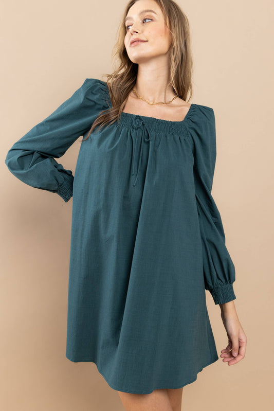 Smocked On-Off Shoulder Dress