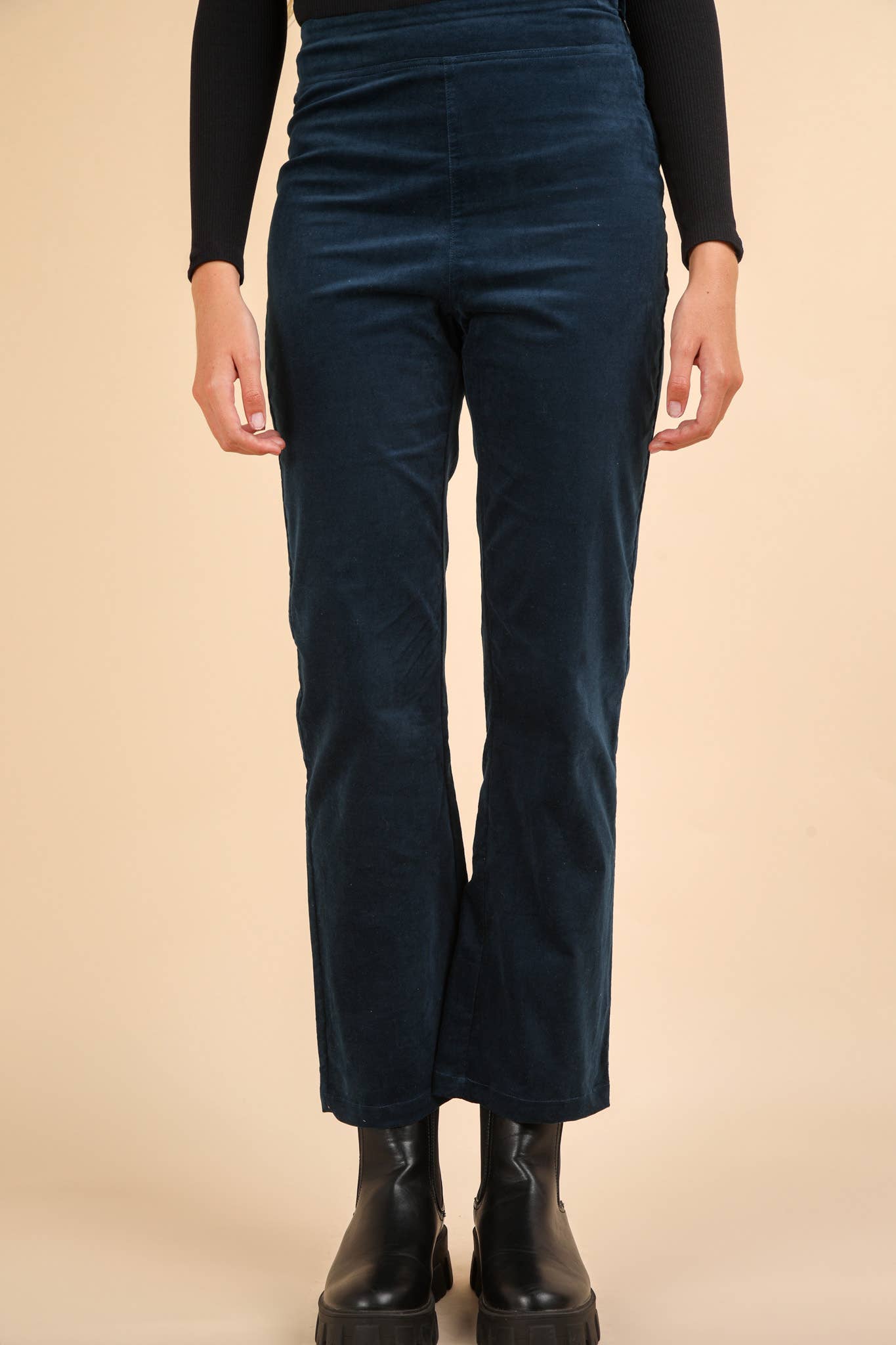 Velvet Boot Cut Pants with Back Pockets