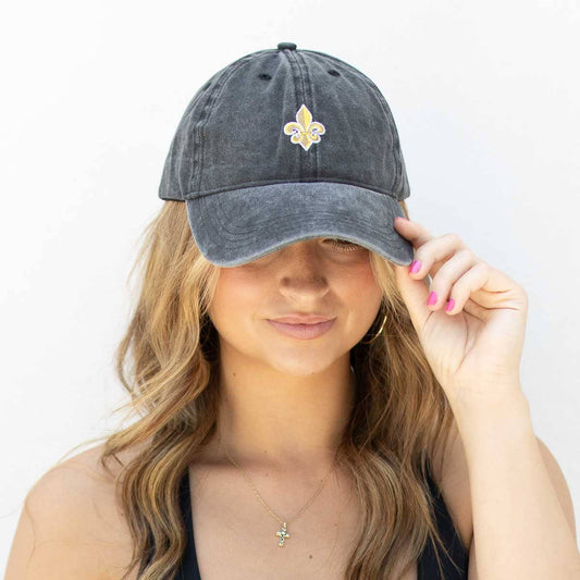 Napoleon Fleur de Lis Baseball Hat   Black/Gold   One Size