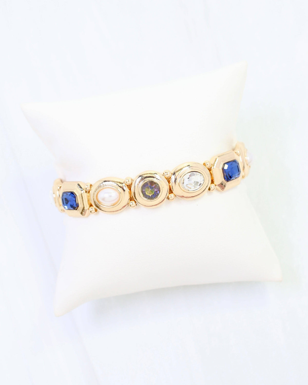 Nadia Gem Stone Stretch Bracelet Blue Multi
