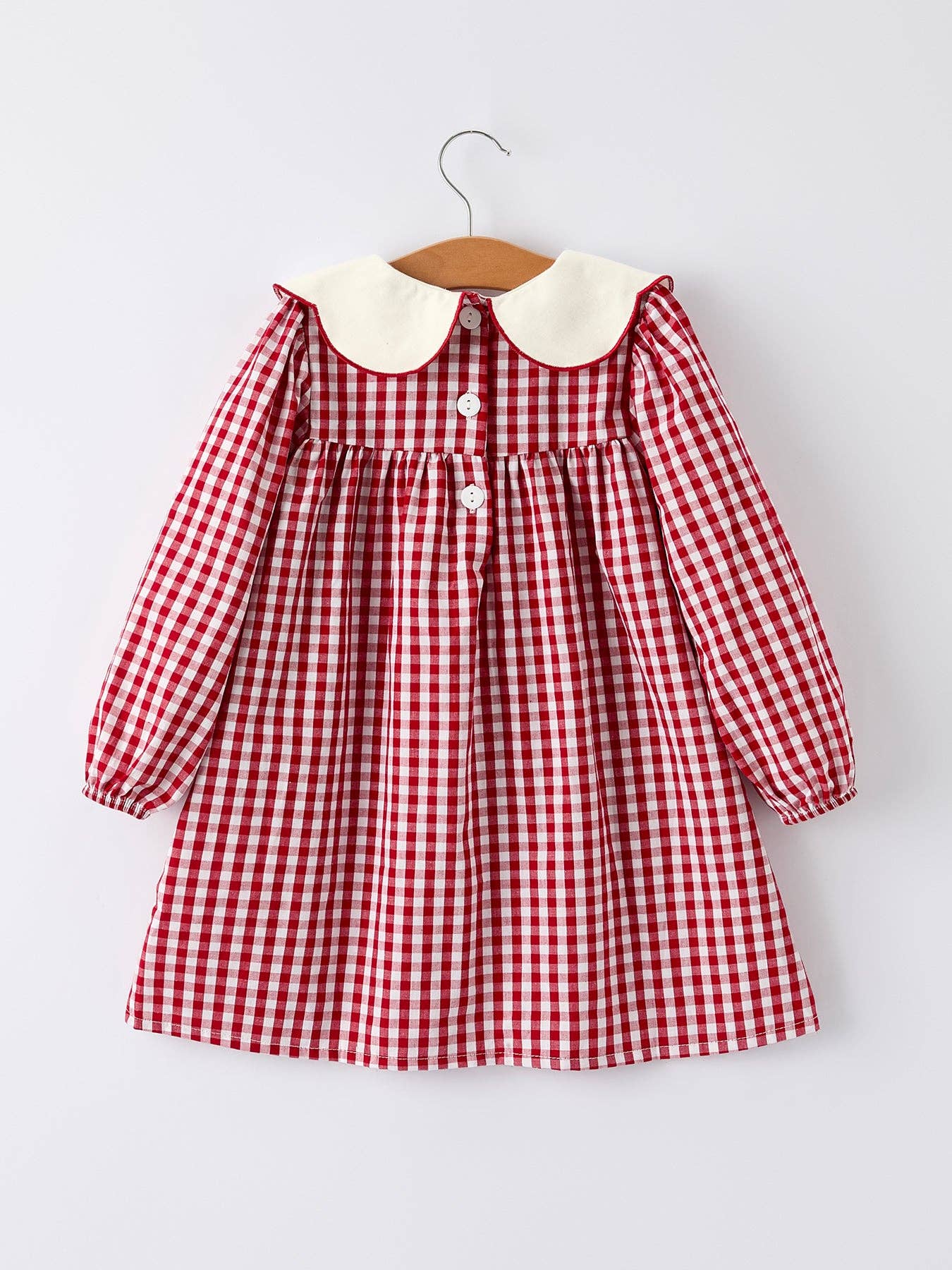 Christmas Embroidered Tree Plaid Girls Dress