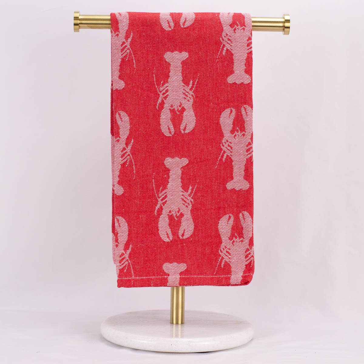 Crawfish Jacquard Hand Towel   Red/White   20x28